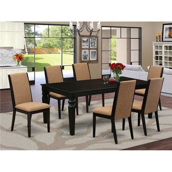 7 Piece Logan Dining Set - Black & Shitake