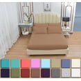thumbnail image 1 of 7 Piece Luxury Rayon Made From Bamboo Sheets Set- Split King Brown Sheets, Softer Than Cotton-Up To 16" Deep Pockets-Wrinkle Free-Extremely Soft Bamboo Derived Rayon Sheets- Split King,Brown, 1 of 4