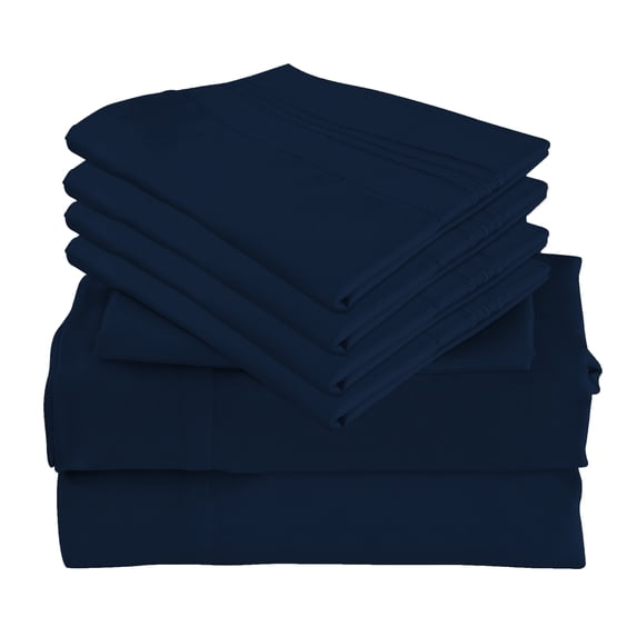 7 Piece Luxury Rayon Made From Bamboo Sheets Set- Split King Deep Blue Sheets, Softer Than Cotton-Up To 16" Deep Pockets-Wrinkle Free-Extremely Soft Bamboo Derived Rayon Sheets- Split King,Deep Blue