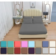 7 Piece Luxury Rayon Made From Bamboo Sheets Set- Split King Gray Sheets, Softer Than Cotton-Up To 16" Deep Pockets-Wrinkle Free-Extremely Soft Bamboo Derived R