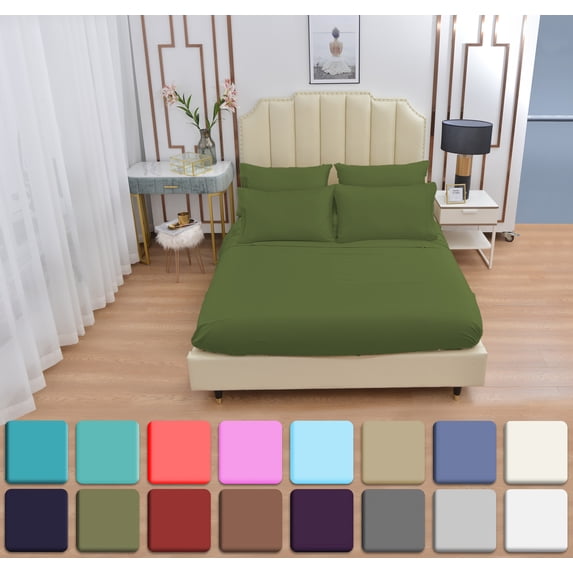 7 Piece Luxury Rayon Made From Bamboo Sheets Set- Split Sage Green Sheets, Softer Than Cotton-Up To 16" Deep Pockets-Wrinkle Free-Extremely Soft Bamboo Derived Rayon Sheets- Split King,Sage G.
