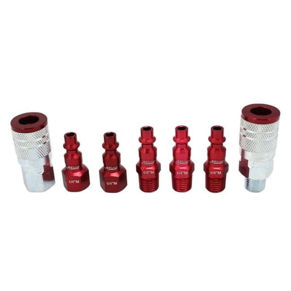 7 Piece M-Style Colorfit Coupler & Plug Kit with 0.25 in. NPT - Red