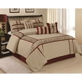 thumbnail image 1 of Unique Home 7-Pieces Taupe Burgundy Red Ruffle Comforter Sets, King, 1 of 6