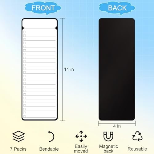 7-Piece Magnetic Dry Erase to-Do List White Board, 4'x11', Multifunctional Weekly Planner, Chore Chart, Dry Erase Planner for Refrigerator