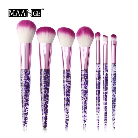 7-Piece Makeup Brush Set, Purple - 7 Purple Brushes, Cosmetic Eyebrow Eyeshadow Powder Foundation Brushes Makeup Shiny Brush 7Pcs, Easter, St. Patrick'S Day, Wedding, Brush, Makeup Makeup Organizers