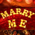 thumbnail image 1 of 7-Piece "Marry Me" LED Light Up Letters Set - 6.3"x5.5" Yellow Light with 1000 Red Rose Petals for Proposal Engagement Wedding Decor, 1 of 7