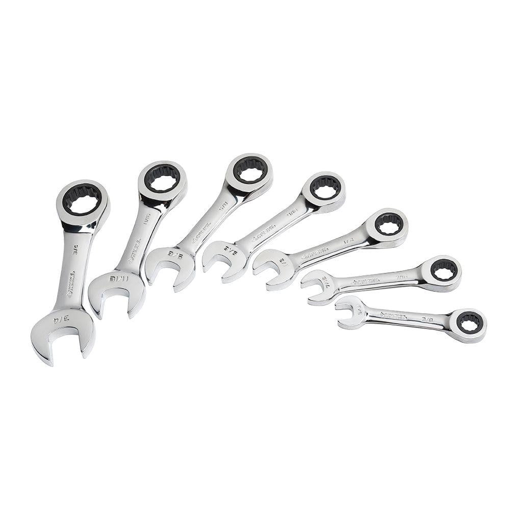 7 Piece Metric Stubby Short Ratcheting Wrench Set