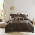 thumbnail image 1 of 7 Piece Micro Corduroy Comforter Set Brown Queen, 1 of 10