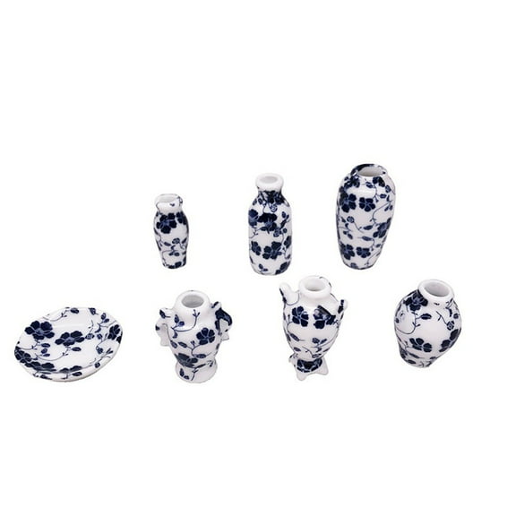 7 Piece Miniature Ceramic Vase Set For 112 Dollhouse Kitchen Decor Small Vessels Ornament
