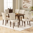 thumbnail image 1 of 7-Piece Modern Indoor Wood Dining Set, A Wood Dining Table and 6 Sets of Soft Cushioned Dining Chairs, Suitable for 6-Person, Cream+Walnut, 1 of 9