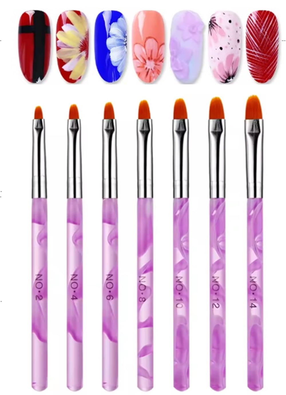 7Piece Nail Art Brush Set for UV Gel Painting Professional