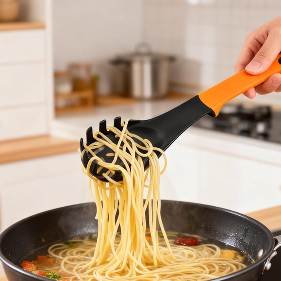 7-Piece Nylon Kitchen Utensil Set with Rotating Stand, Rainbow Colors for Non-Stick Cookware