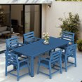 thumbnail image 1 of 7-Piece Outdoor Dining Set for 6, All-Weather HDPE Dining Table and Chairs, Patio Furniture Set with 2" Umbrella Hole for Garden, Backyard, Dark Blue, 1 of 6