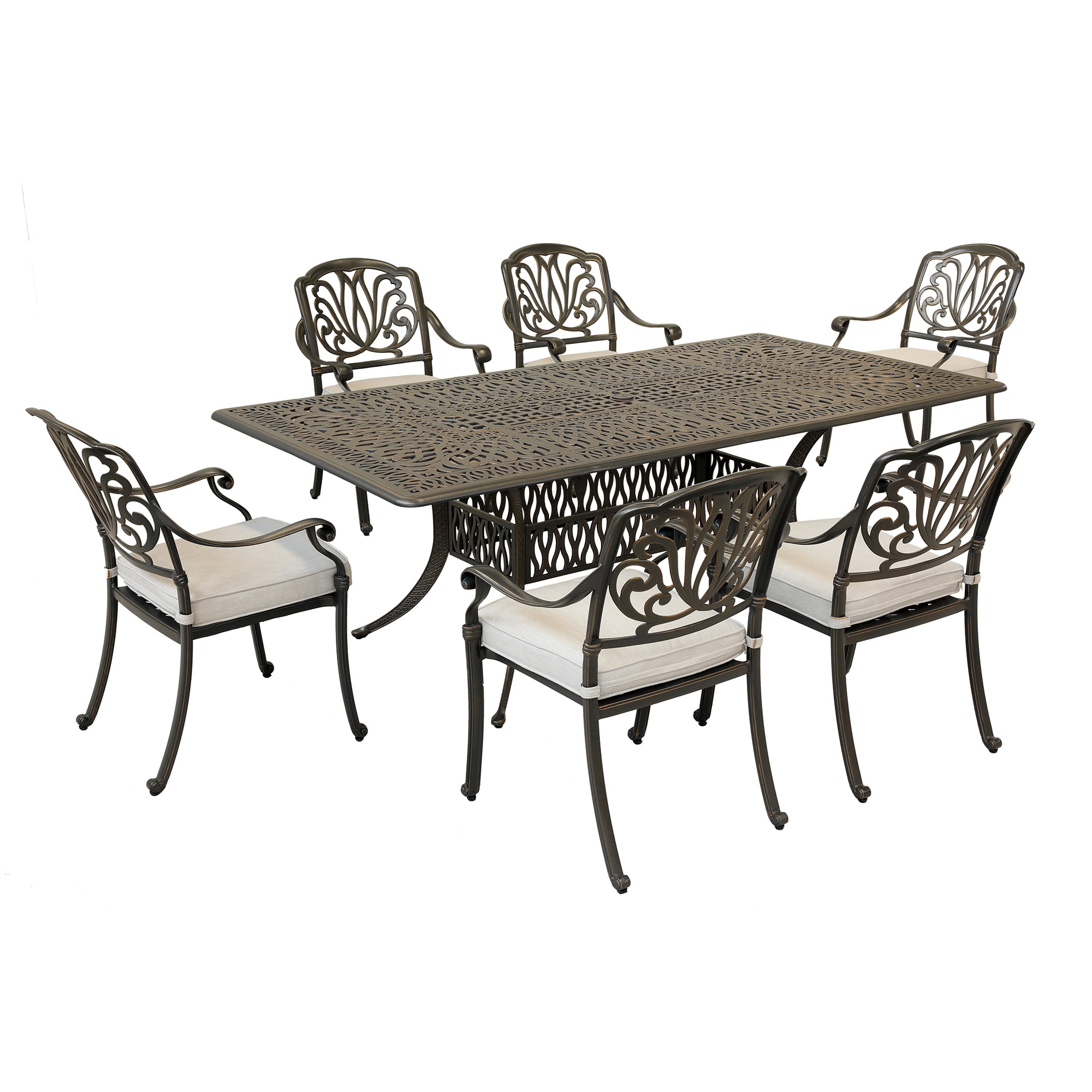 7Piece Outdoor Dining Table Sets for 6 Person, Vintage Style Steel