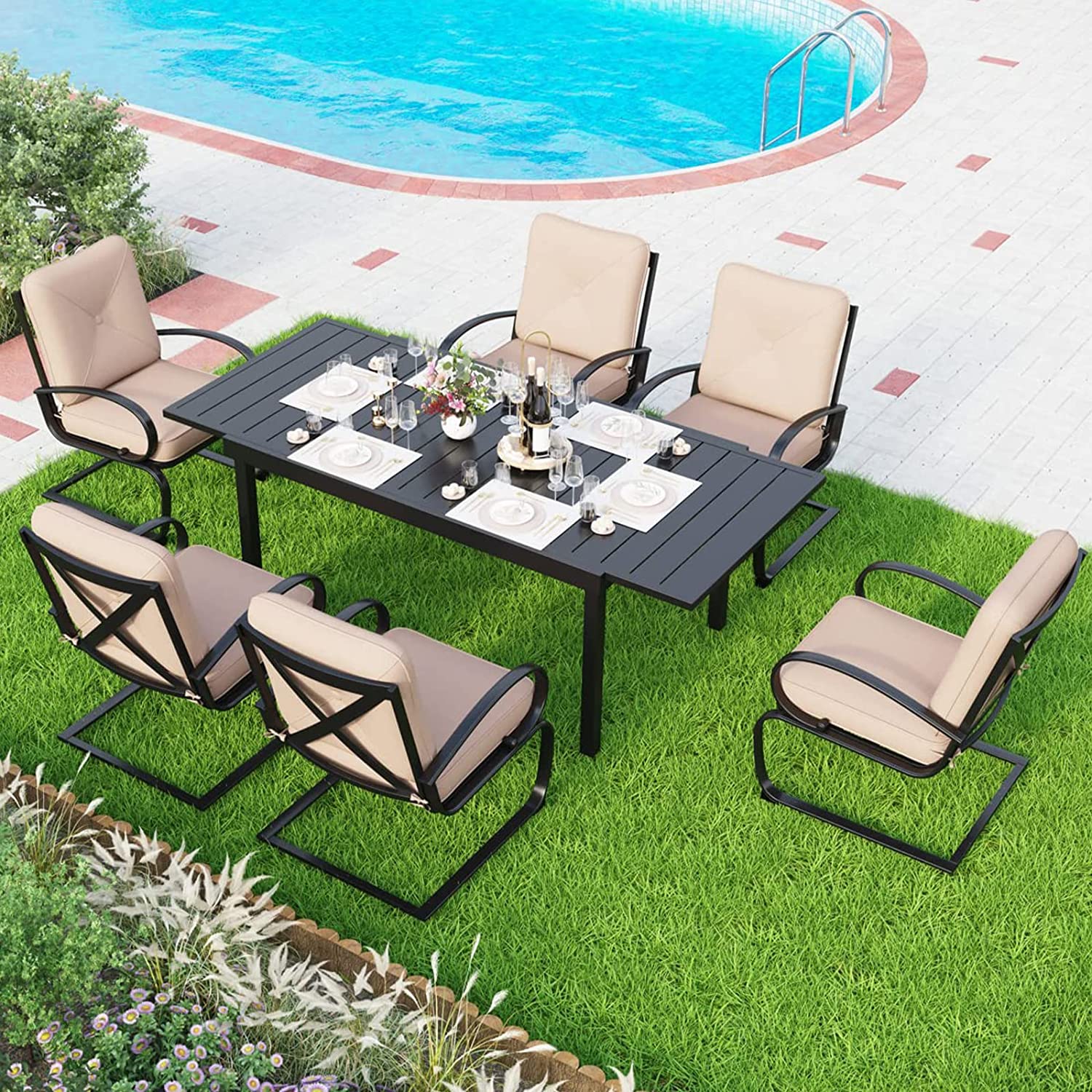 Ohana 7Piece Outdoor Patio Furniture Sectional Conversation Set Mixed