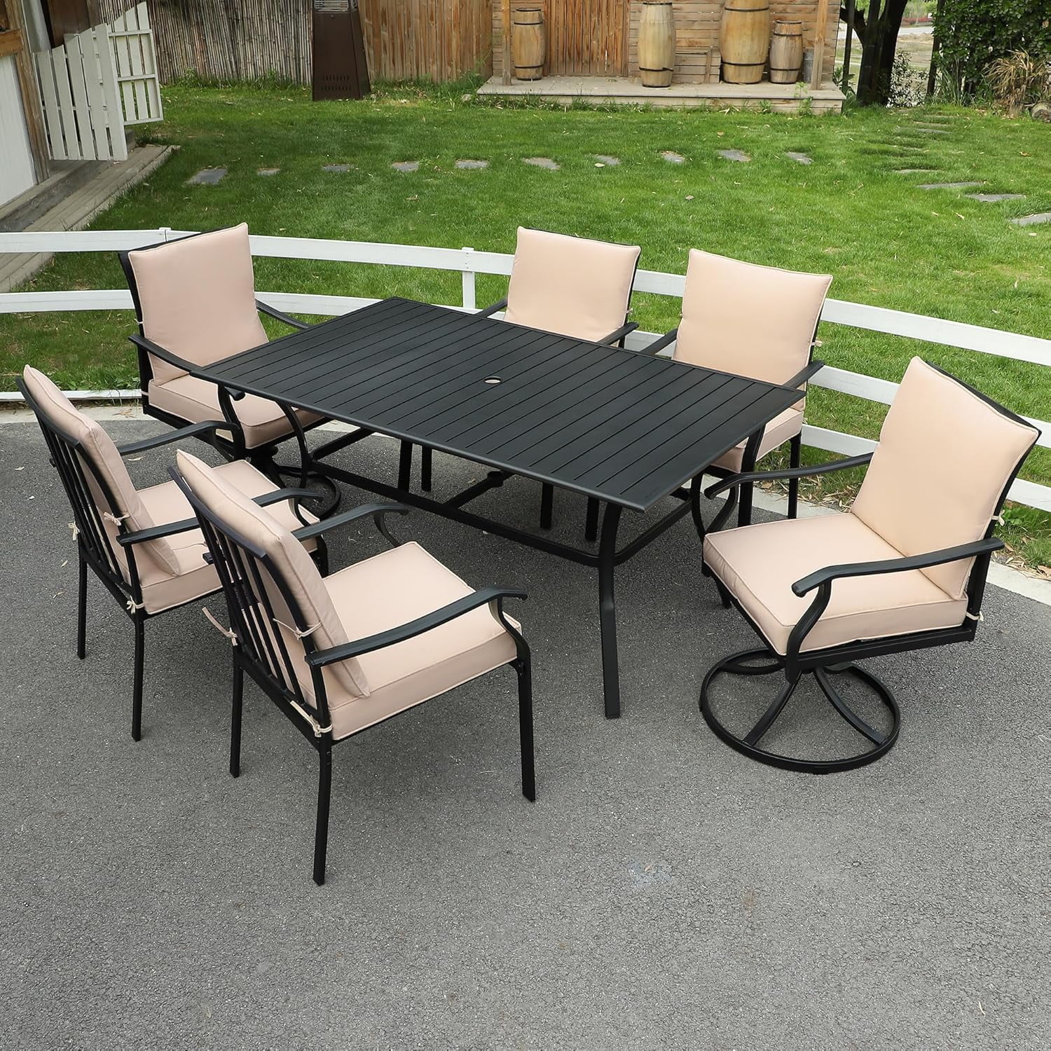 7-Piece Outdoor Patio Dining Set, Outdoor Metal Chair & Metal Patio ...