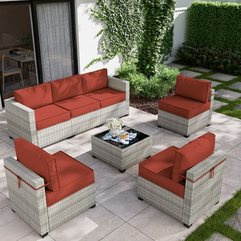 Merton 7 piece rattan sectional hotsell