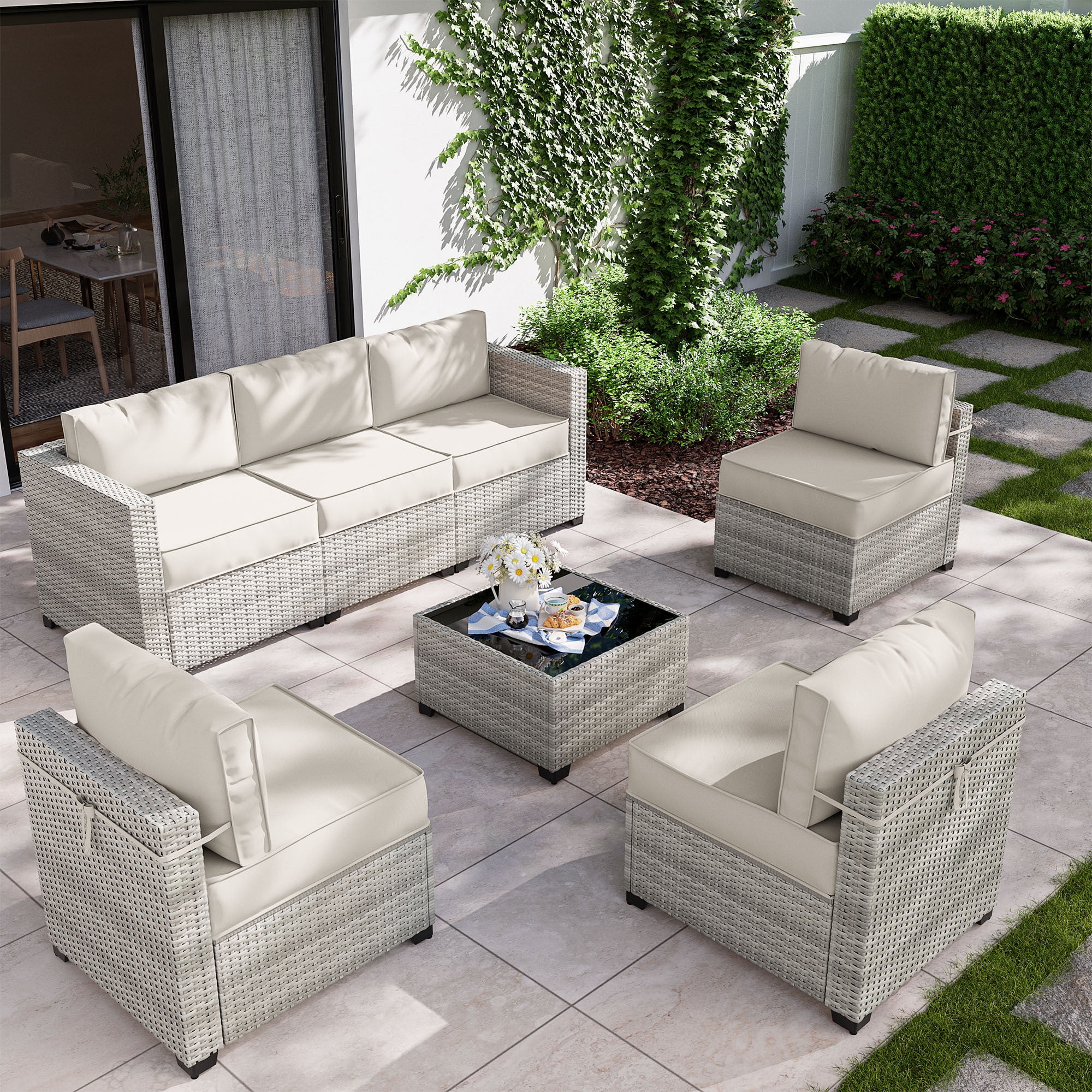 Light gray wicker patio furniture sale