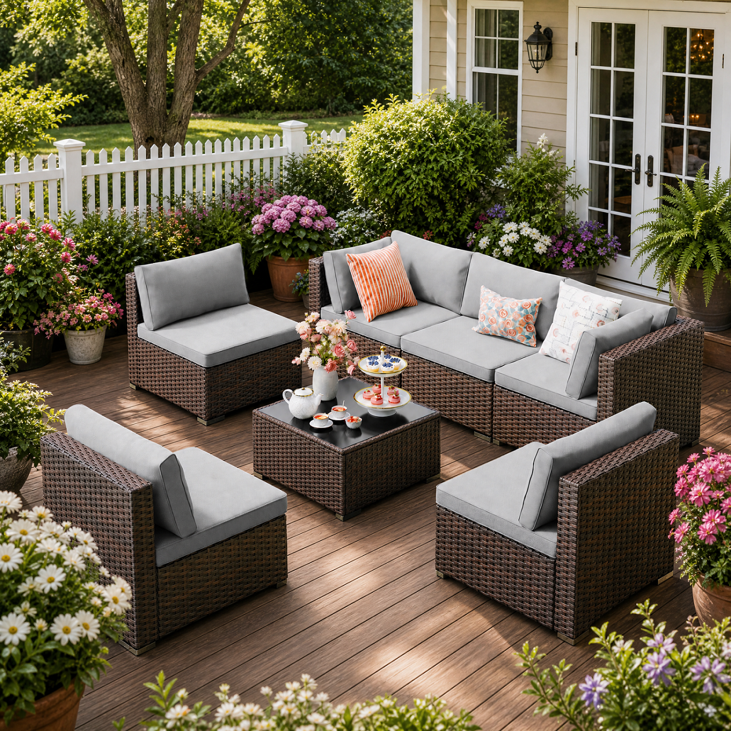 7 Piece Outdoor Patio Furniture Set Asofer Rattan Wicker Outdoor Conversation Sectional Sofa Set Gray: A Straightforward Review