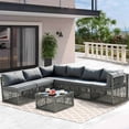 thumbnail image 1 of Segmart 7 Piece Outdoor Furniture Set, PE Wicker Modular Sectional Sofa with Washable Cushions & Coffee Table, All-Weather Outdoor Conversation Set for Garden, Poolside, Backyard & Patio Use, 1 of 8