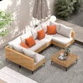 thumbnail image 1 of 7 Piece Outdoor Patio Furniture Set Modular Outdoor Furniture Set Wicker Outdoor Sectional Sofa with Cushions and Tea Table Patio Set for Balcony Porch Deck (Yellow Wicker, Beige Cushion), 1 of 6