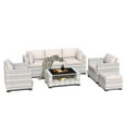 thumbnail image 1 of 7-Piece Outdoor Patio Furniture Set, PE Rattan Sectional Sofa with Waterproof Cushions & Coffee Table, Modern Patio Conversation Set for Porch, Balcony, Backyard, 1 of 8