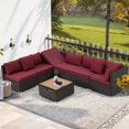 thumbnail image 1 of U-HOMY 7-Piece Patio Sectional Sofa Set with Cushions and Adjustable Backrest, Wicker Rattan Outdoor Furniture for Backyard, 1 of 8