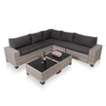 thumbnail image 1 of 7-Piece Outdoor Patio Furniture Sets, All-Weather Wicker Rattan Sectional Sofa, Modern Two Glass Coffee Table And Washable Seat Cushion, 1 of 6