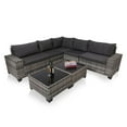 thumbnail image 1 of 7-Piece Outdoor Patio Furniture Sets, All-Weather Wicker Rattan Sectional Sofa, Modern Two Glass Coffee Table And Washable Seat Cushion, 1 of 6