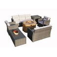 thumbnail image 1 of 7-Piece Outdoor Sectional PE Rattan Conversation Sofa Set with Fire Pit Table, Grey, 1 of 9