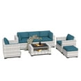 thumbnail image 1 of 7-Piece Outdoor Sectional Patio Furniture Set, All-Weather Wicker Rattan Sofa with Thick Washable Cushions & Tempered Glass Table, Perfect for Garden, Poolside, Backyard, 1 of 8