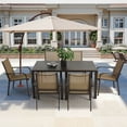 thumbnail image 1 of 7 Piece Outdoor Dining Set, Patio Dining Table Set for 6 Persons, Garden Patio Textilene Dining Furniture Set with Plastic-Wood Tabletop, Dining Table Chairs Conversation Set for Deck Patio, 1 of 7