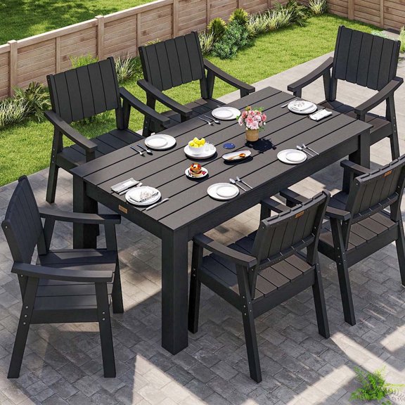 Wingyz 7 Piece Patio Dining Set All Weather Outdoor Table and Chairs Furniture for Garden Backyard