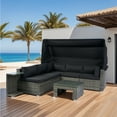 thumbnail image 1 of 7-Piece Patio Furniture Set W/Retractable Canopy Wicker Rattan Sectional Sofa Set Patio Furniture with Washable Cushions for Lawn, Backyard, Poolside Wicker + Cushion (Black), 1 of 9