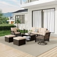 thumbnail image 1 of 7 Piece Patio Furniture Set, Wicker Outdoor Conversation Sofa Set with Swivel Chairs, 2 Ottomans, Storage Coffee Table, Rattan Outdoor Sectional for Deck Backyard Porch （7 Seats,, 1 of 7