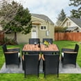 thumbnail image 1 of 7 Piece Patio Rattan Dining Set, Outdoor Space Saving Rattan Chairs with Table, All-Weather Wicker Dining Table & Chairs Set, Cushioned Dining Chairs Set for Balcony Patio Poolside, 1 of 8