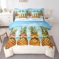 thumbnail image 1 of 7 Piece Pineapple Bed in a Bag Twin Hawaii Vacation Style Bedding Sets,Tropical Fruits Print Comforter Set with Sheets Ocean Themed Bed Set Teen Pineapple Sheet Set, 1 of 5
