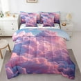 thumbnail image 1 of 7 Piece Pink Bedding King Size Romantic Themed Bed in a Bag, Cute Cartoon Cloud Print Bedding Set with Comforter Princess Themed Bed Set Lovely Bedroom Decor Sheet Set, 1 of 5