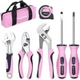 thumbnail image 1 of 7-Piece Pink Tool Kit, Household Tool Set for women, Basic Hand Tools for Home Maintenance & Repairing, Includes Small Tool Bag, 1 of 7