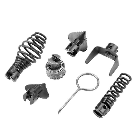 7-Piece Pipe Dredging Spring Set with Extended Winding Sewer Tool Kit and 3 Attachments