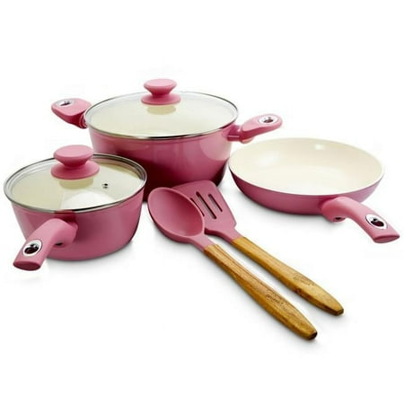 7 Piece Plaza Cafe Aluminum Nonstick Cookware Set, Lavender