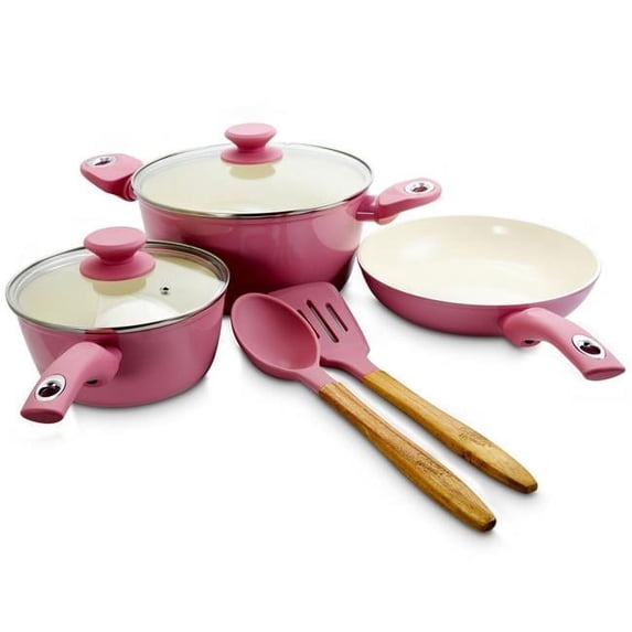 7 Piece Plaza Cafe Aluminum Nonstick Cookware Set, Lavender