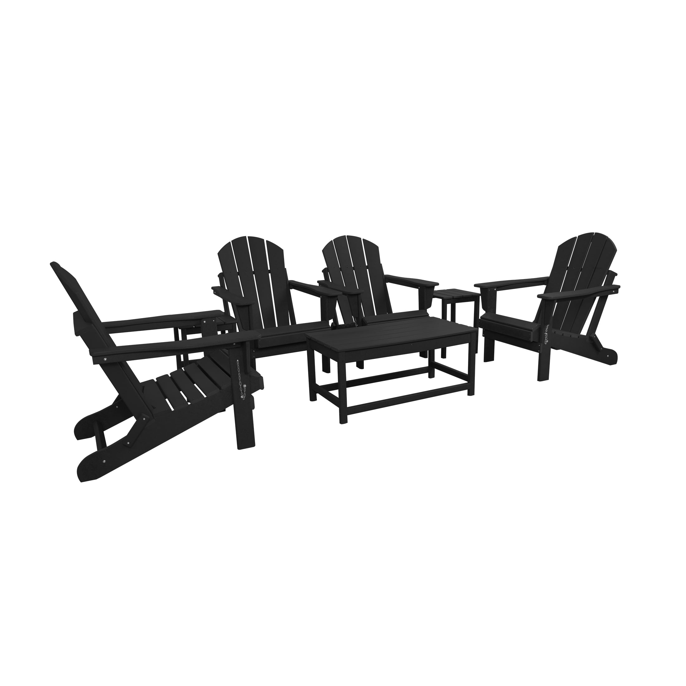 7-Piece Poly Adirondack Conversation Set Coffee Table, Side Table for Outdoor Patio Garden, Black