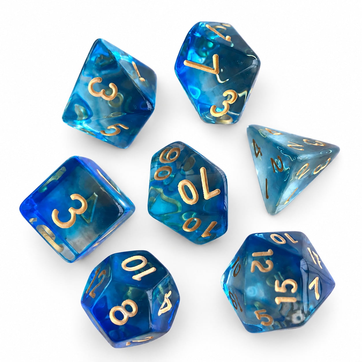7-Piece Polyhedral Dice Set, Transparent Acrylic D&D Dice with Gold ...