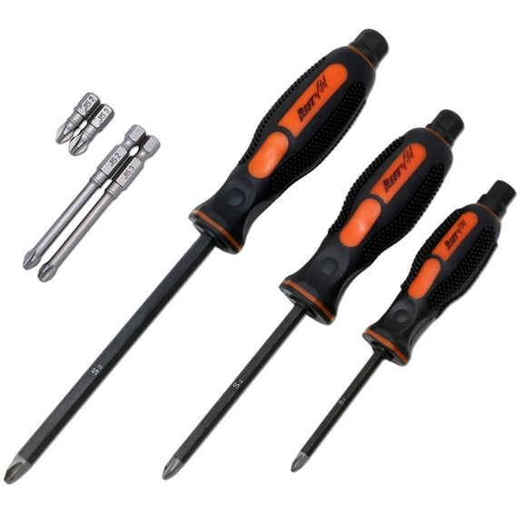 7-Piece Professional S2 Steel JIS Driver And Impact Bits Set Includes (3) JIS Screwdrivers (#1, 2, 3) and (4) JIS 1/4" Impact Bits (#2, 3, Short & Long) 0059-011/005