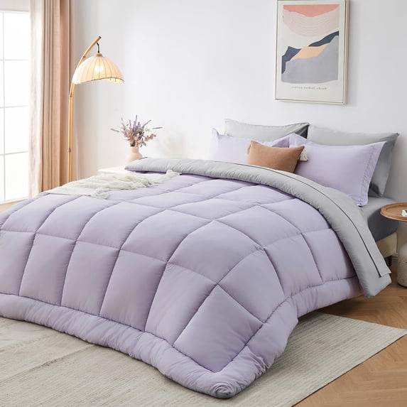 7-Piece Queen Dark Grey Comforter Set, Complete All Season Bedding with Comforter, Sheets, Pillowcases & Shams