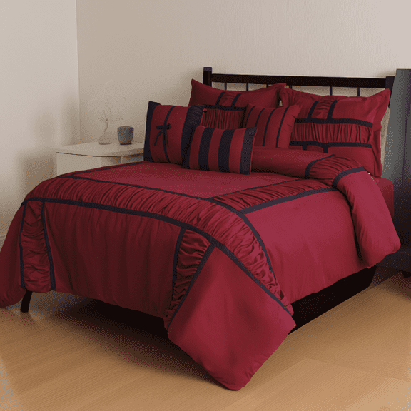 7-Piece Queen Size Microfiber Ruffle Patchwork Comforter Set, All-Season Bedding with Pillow Shams and Bed Skirt