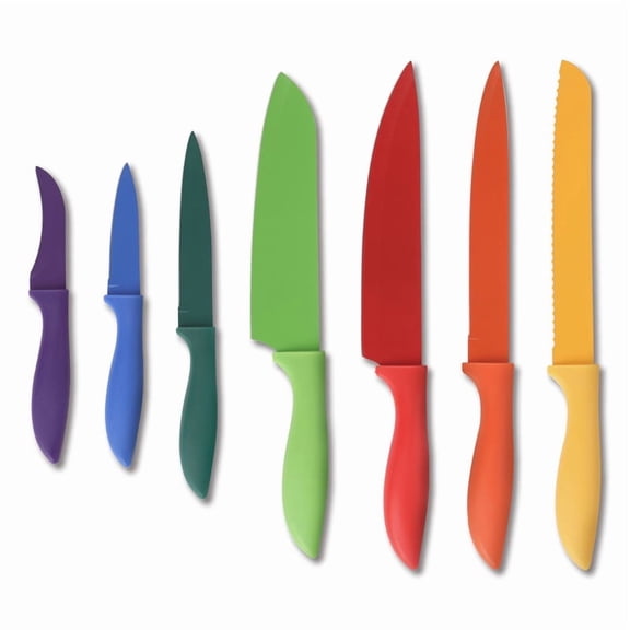 7 Piece Rainbow Kitchen Knife Set, Portable Sharp Stainless Steel Knife Set, Anti-Rust Coating Stainless Steel Chef Knife Sets