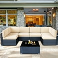 7 Piece Rattan Sectional Sofa Set, Outdoor Conversation Set, AllWeather Wicker Sectional