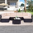 7Piece Outdoor Rattan Sofa Set, AllWeather Wicker with Cushions
